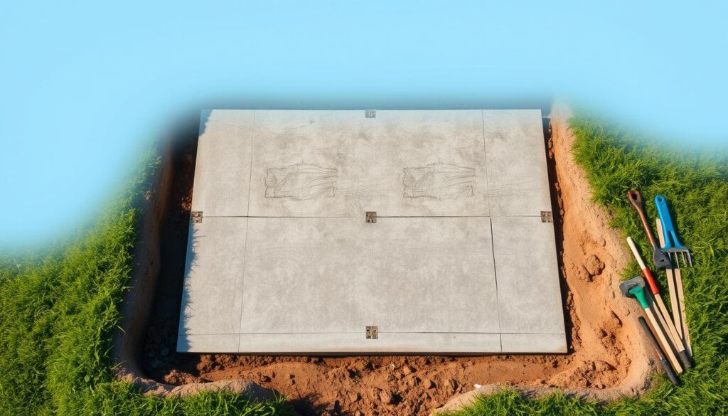 Fundament für 4 mal 4 Meter Gartenhaus