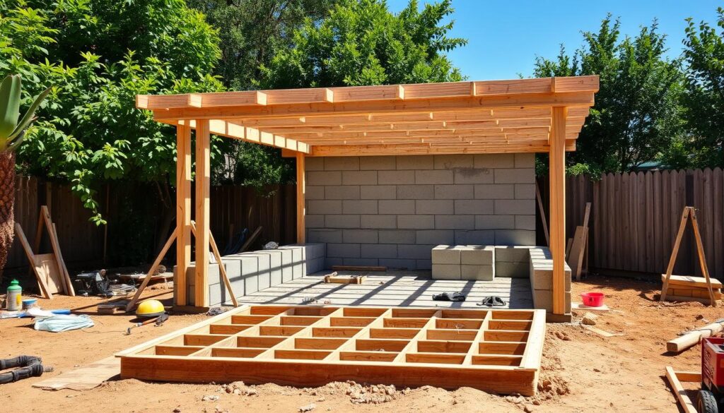 Fundamentaufbau für Gartenhaus 3x3