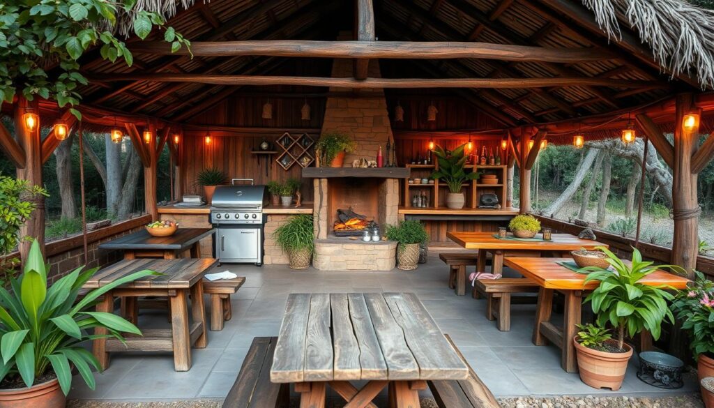 Gemütliche Grillhütte Einrichtung