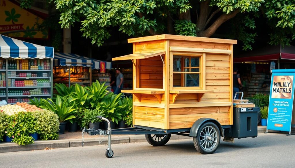 Mobiler Holzhäuschen Verkaufsstand Transport