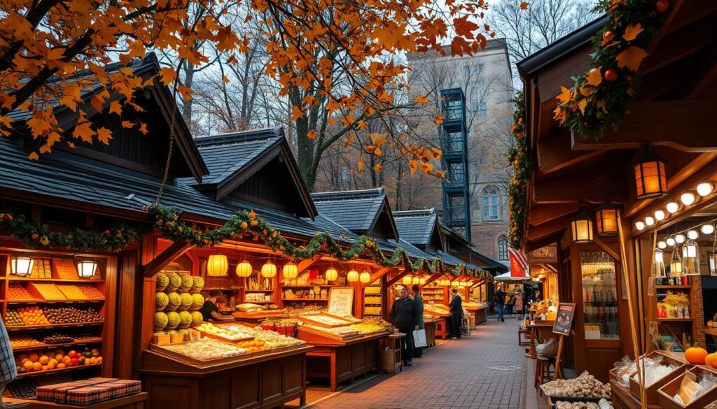 Saisonale Holzhäuschen Verkaufsstände