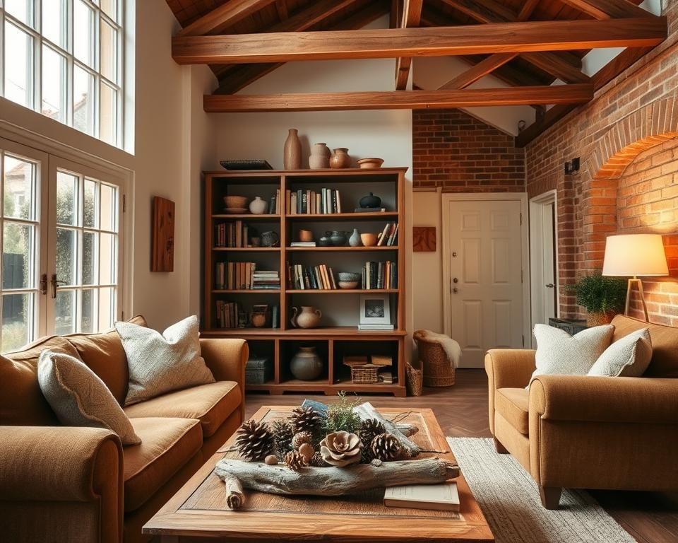 Gemütliche Einrichtung mit natürlichen Materialien