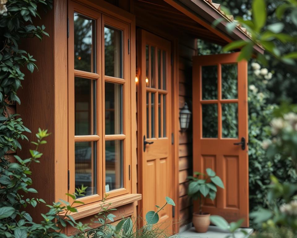 Gartenhaus Fenster und Türen streichen Gartenhaus Fenster und Türen streichen