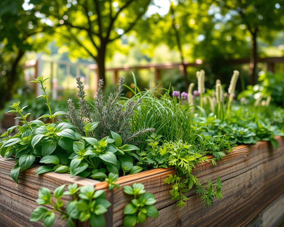 Kräuter Mischkultur im Hochbeet