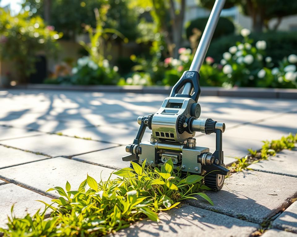 Mechanische Unkrautentfernung zwischen Fliesen