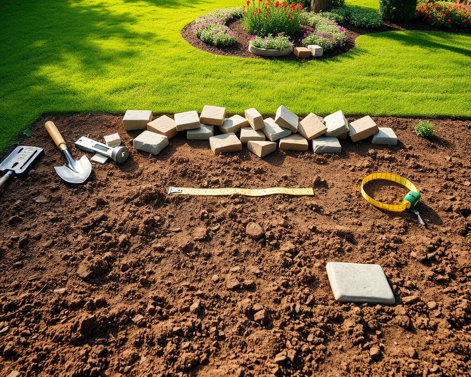 Rasenkante Untergrund Vorbereitung Rasenkante Untergrund Vorbereitung