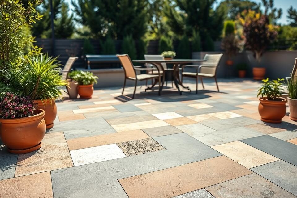 Terrassenplatten aus Naturstein oder Keramik