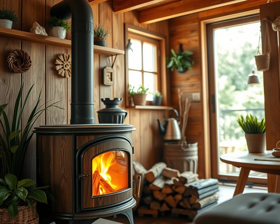 Umweltfreundliche Holzheizung im Gartenhaus