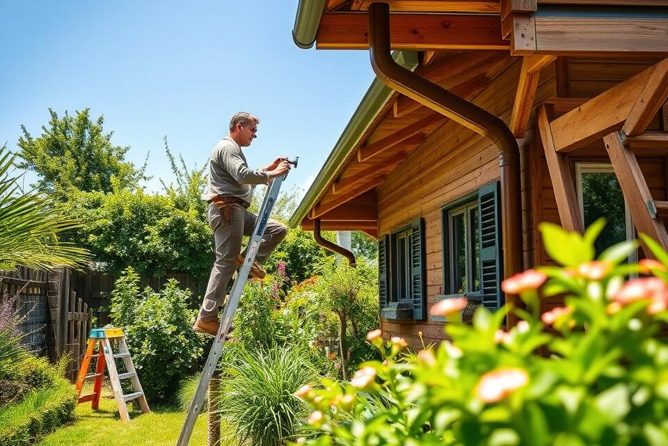Wie installiert man eine Regenrinne am Holzhäuschen: Anleitung