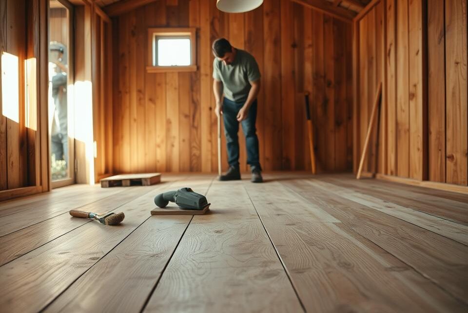 Wie renoviert man den Boden in einem Holzhäuschen im Garten?