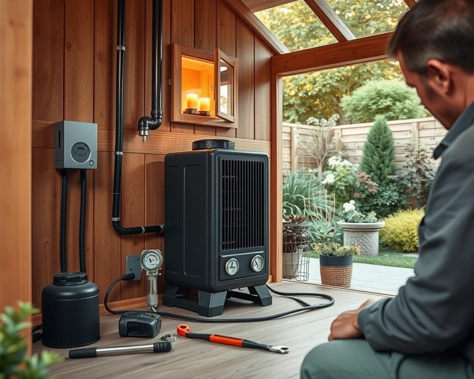 installation gartenhaus heizung