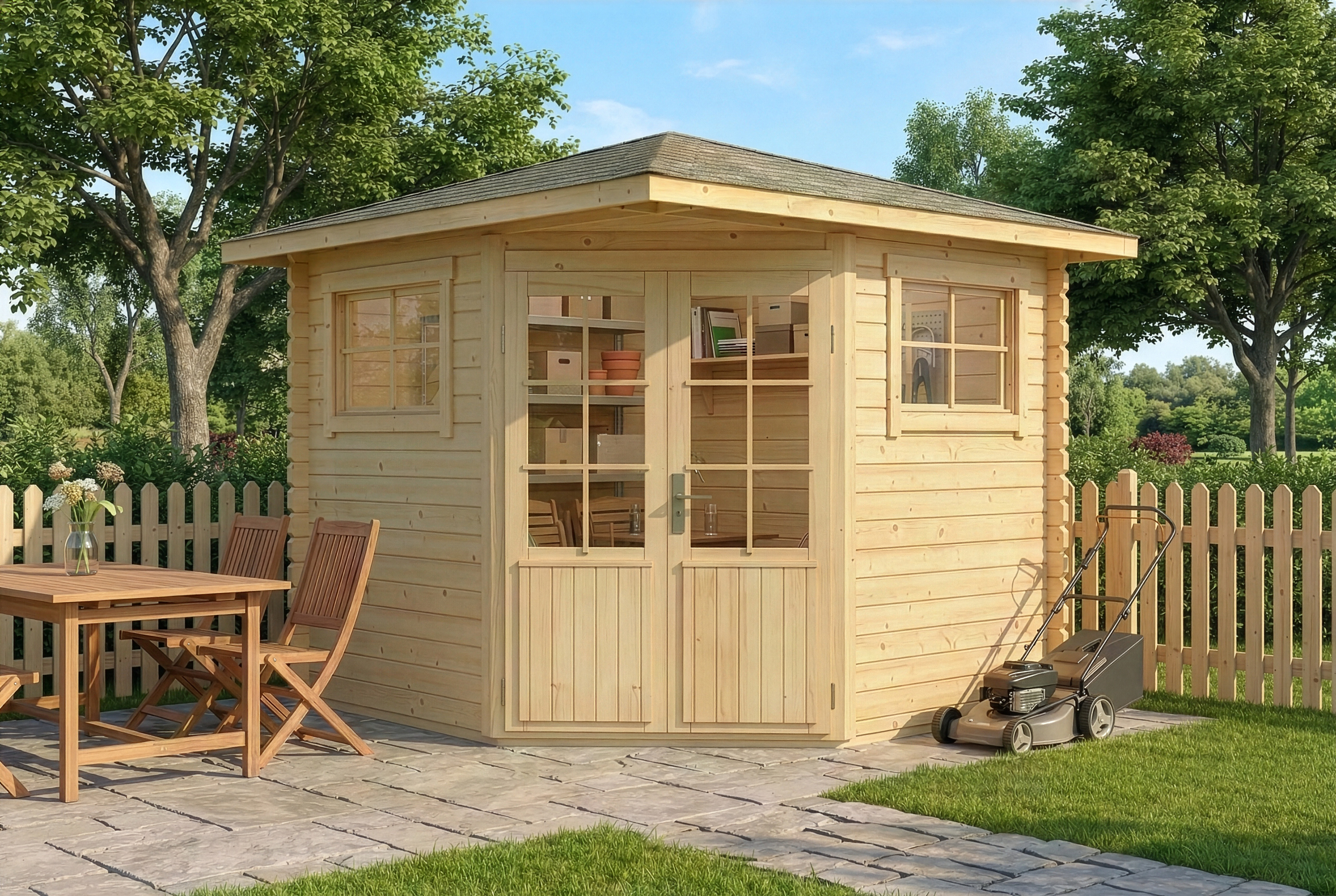 5-Eck Gartenhaus Sunny B 3x3m | Rabatt: 16 %