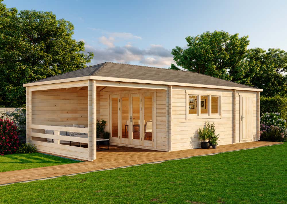 Gartenhaus Montana mit Anbau 9x4m