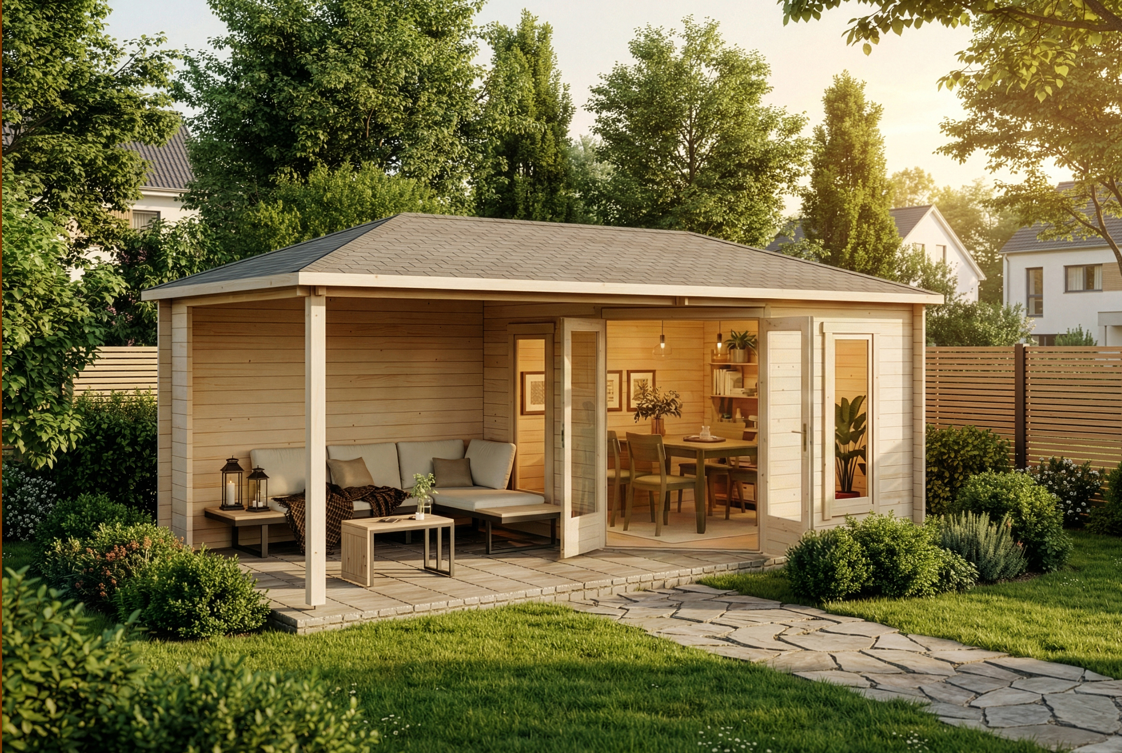 5-Eck Gartenhaus Liwa 6x3m | Rabatt: 16 %