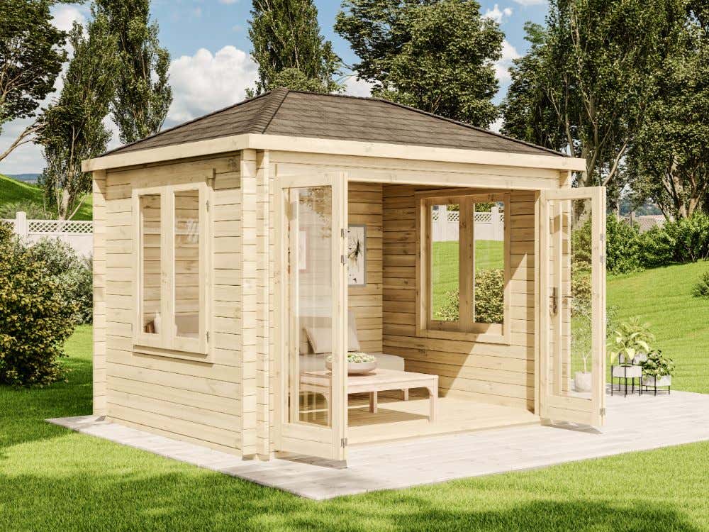 Gartenhaus Summertime mit großer Falttür 3x3m | Rabatt: 16 %