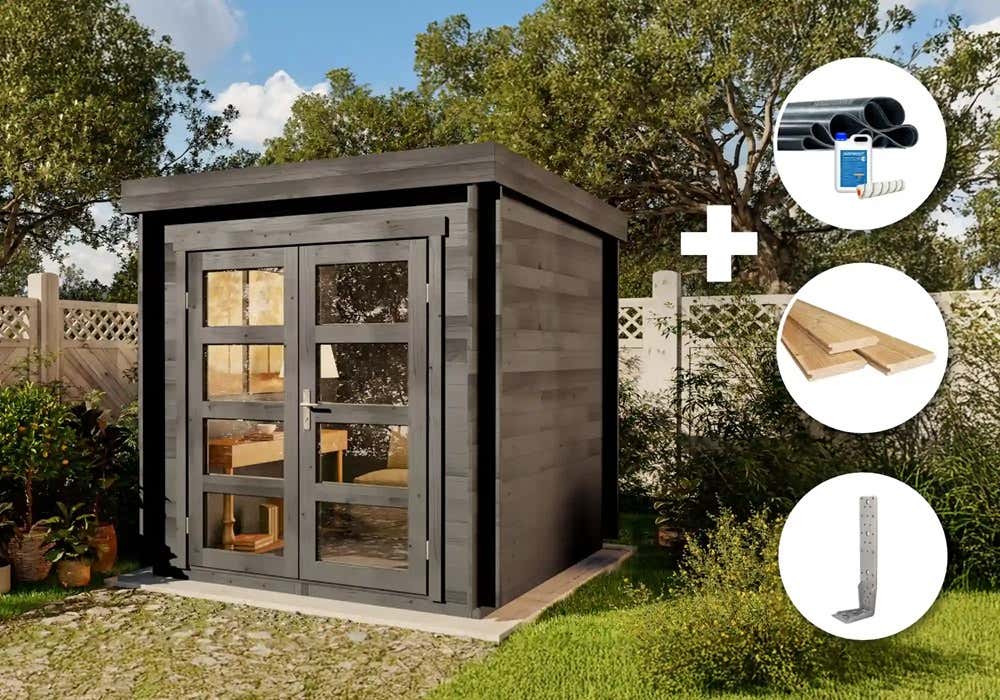 ECO Set - Gartenhaus Paloma Petit - grau 2x2m