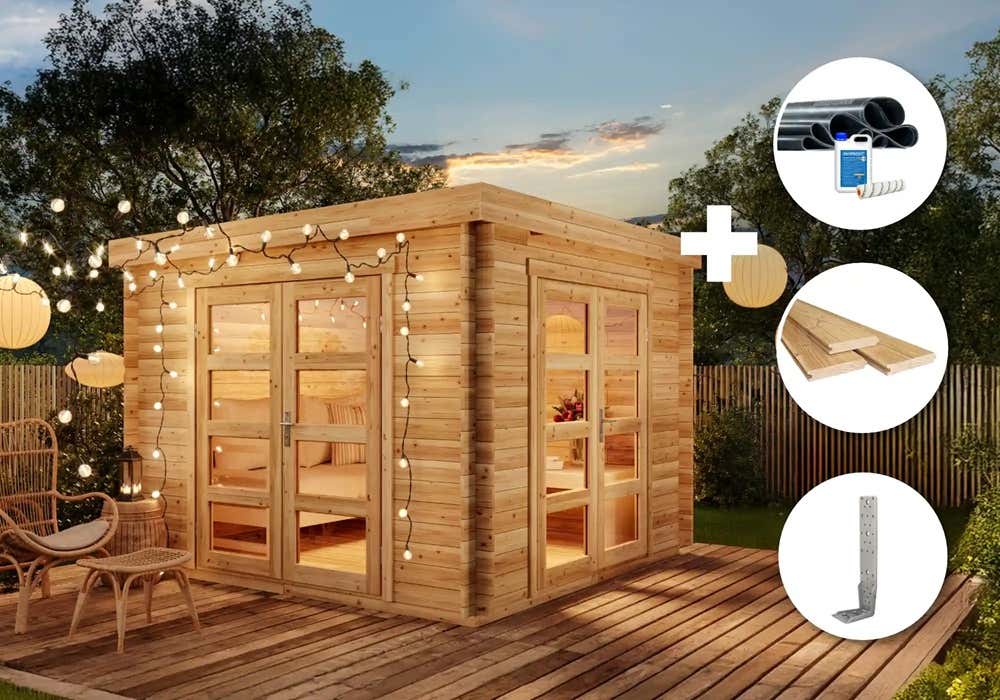 ECO Set - Gartenhaus Paloma Beach 3x3m