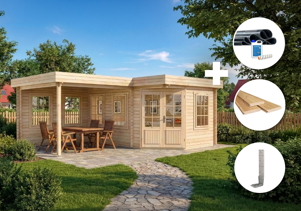 ECO Set - 5-Eck Gartenhaus Pepe 6x5m