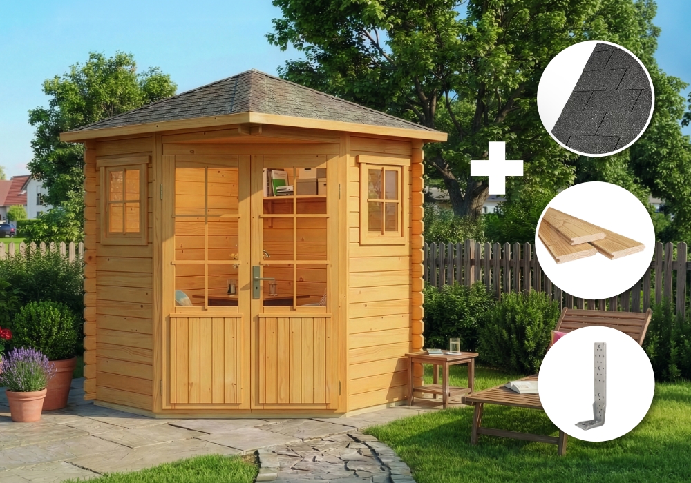 ECO Set - 5-Eck Gartenhaus Sunny A - imprägniert 2x2m