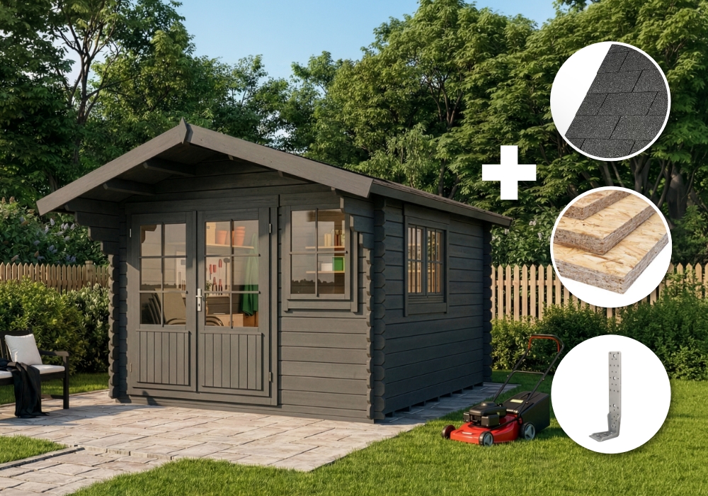 ECO Set - Gartenhaus Gabriel 300 x 400 cm - grau 4x3m