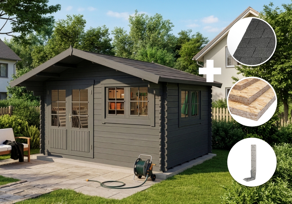 ECO Set - Gartenhaus Gabriel 400 x 300 cm - grau 4x3m