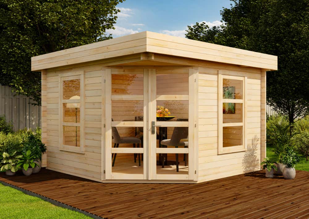 Flachdach Gartenhaus Modell Oregon-40 4x4m | Rabatt: 26 %