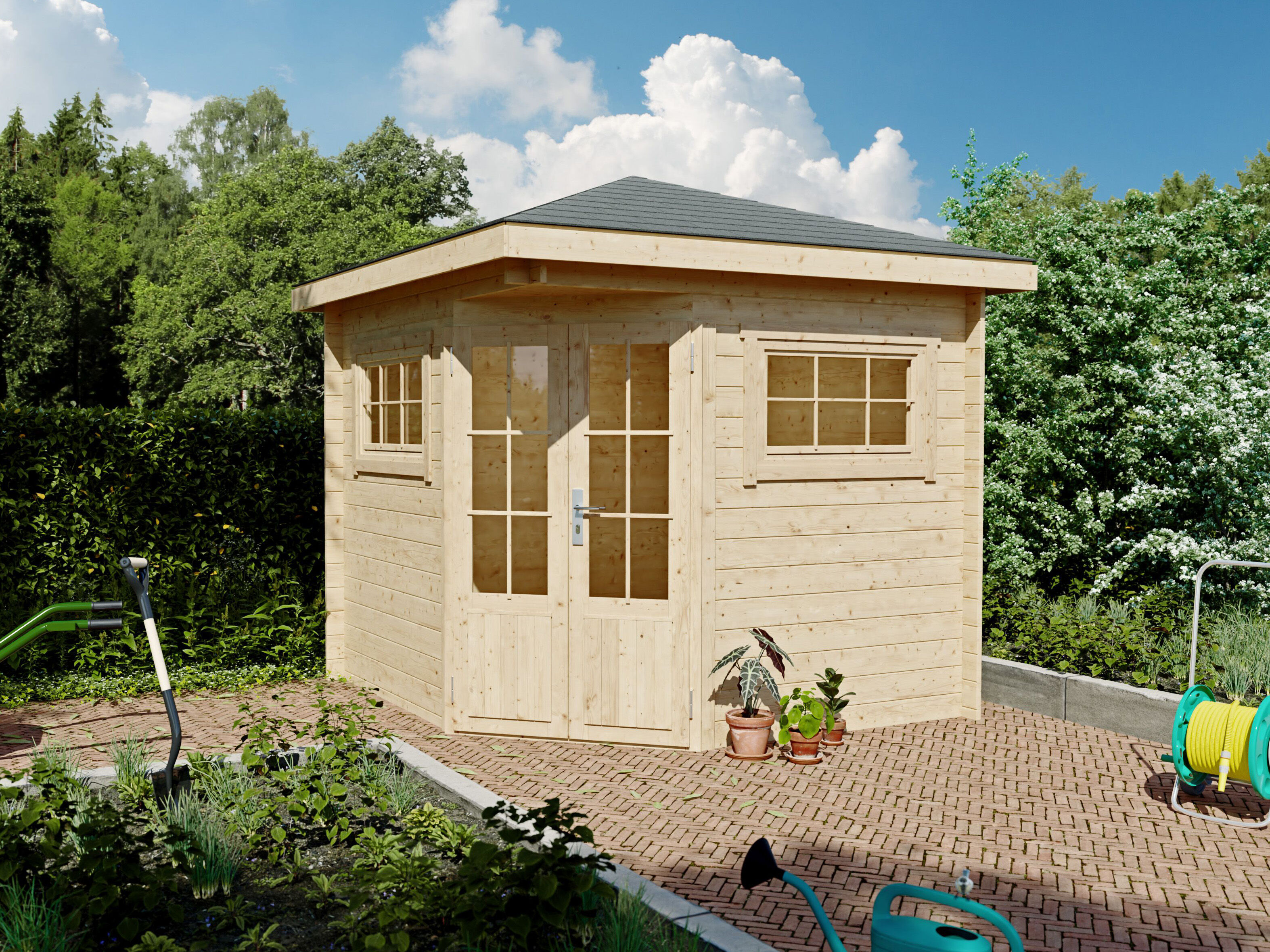 Fjordholz 5-Eck Gartenhaus Modell Evelyn 2A 3x3m | Rabatt: 26 %