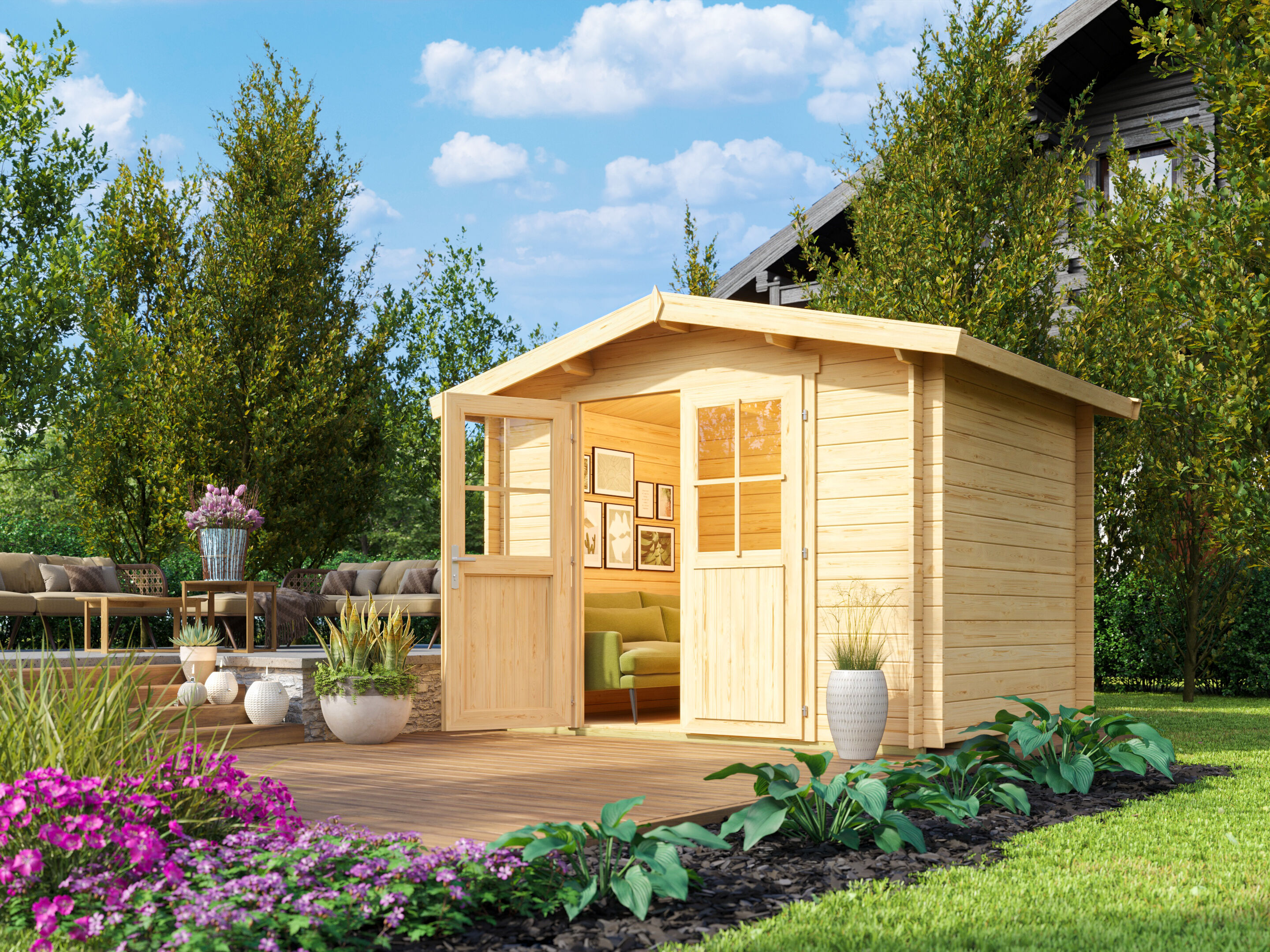 Fjordholz Satteldach Gartenhaus Modell Eliza 2D 3x2m | Rabatt: 26 %
