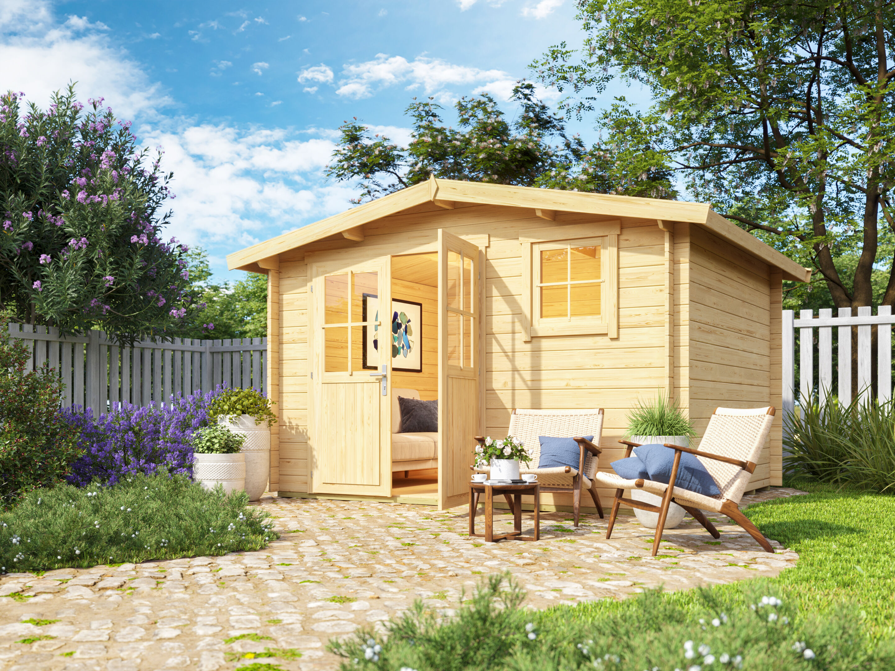 Fjordholz Satteldach Gartenhaus Modell Eliza 4F 3x3m | Rabatt: 26 %