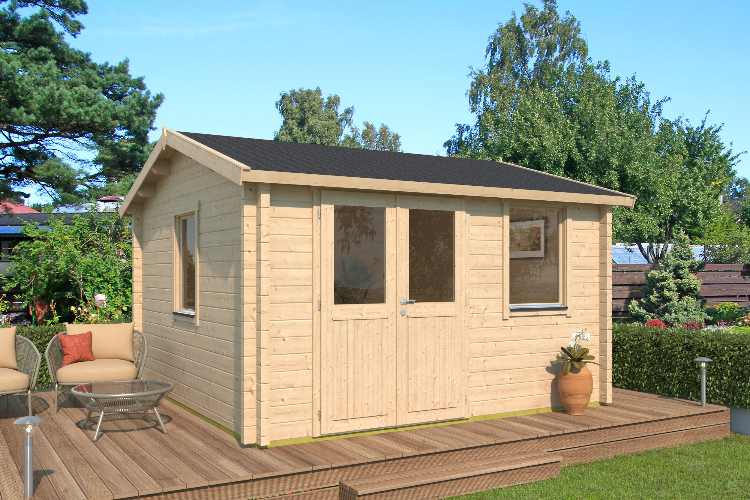 Fjordholz Gartenhaus Modell Narvic 70 D 4x3m | Rabatt: 26 %