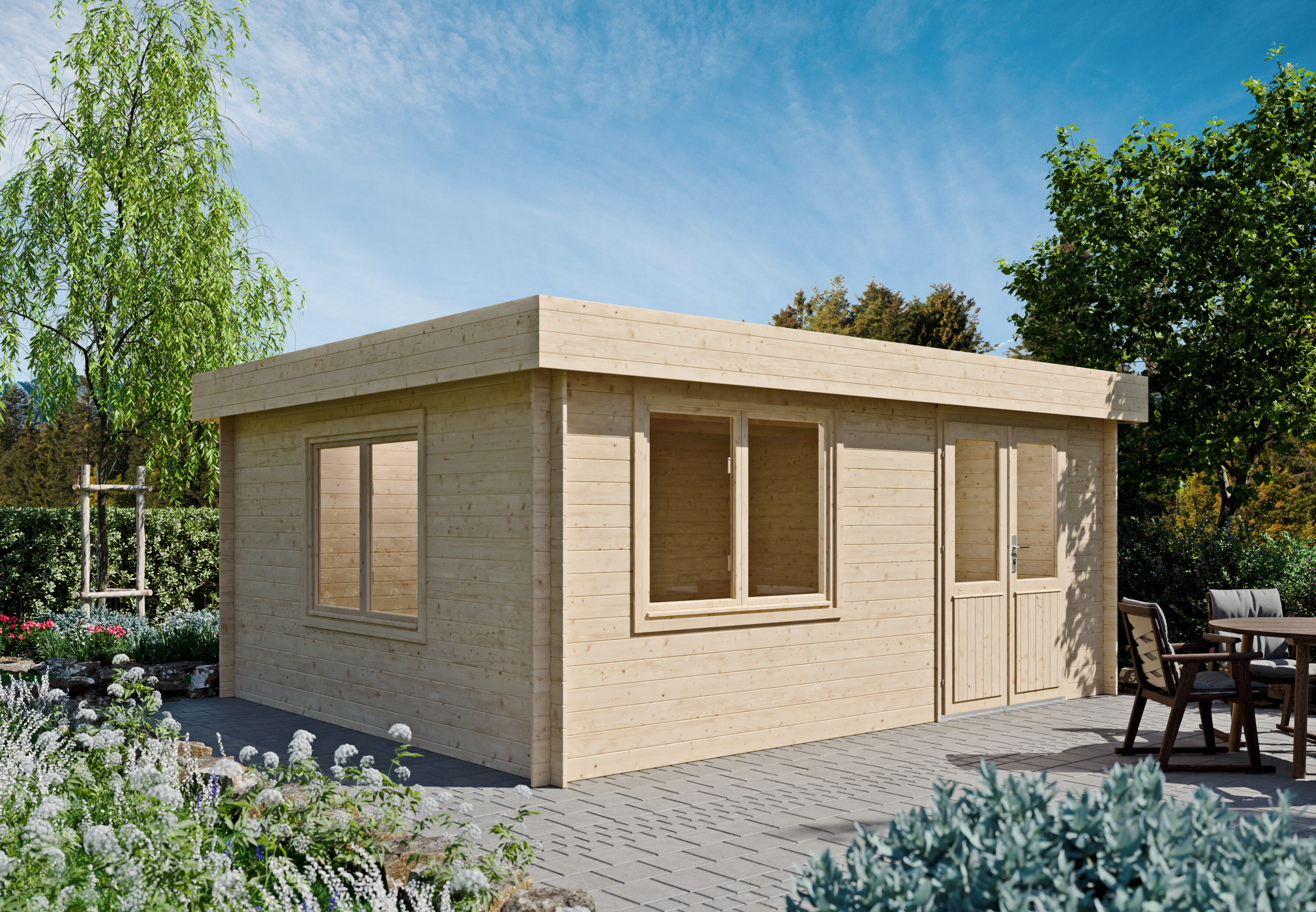Fjordholz Flachdach Gartenhaus Modell Orka 28 A 5x4m | Rabatt: 26 %