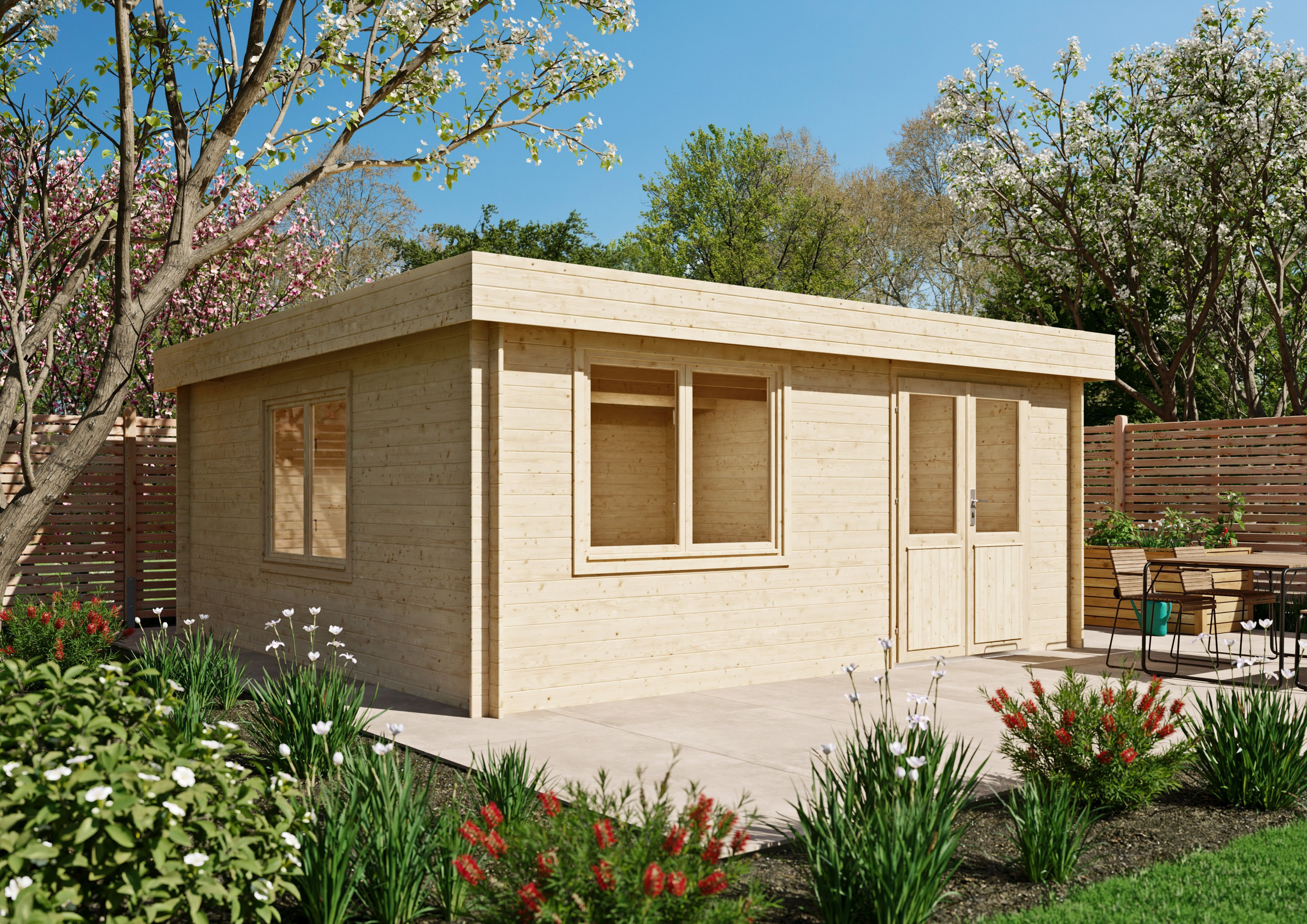 Fjordholz Flachdach Gartenhaus Modell Orka 28 B 5x5m | Rabatt: 26 %