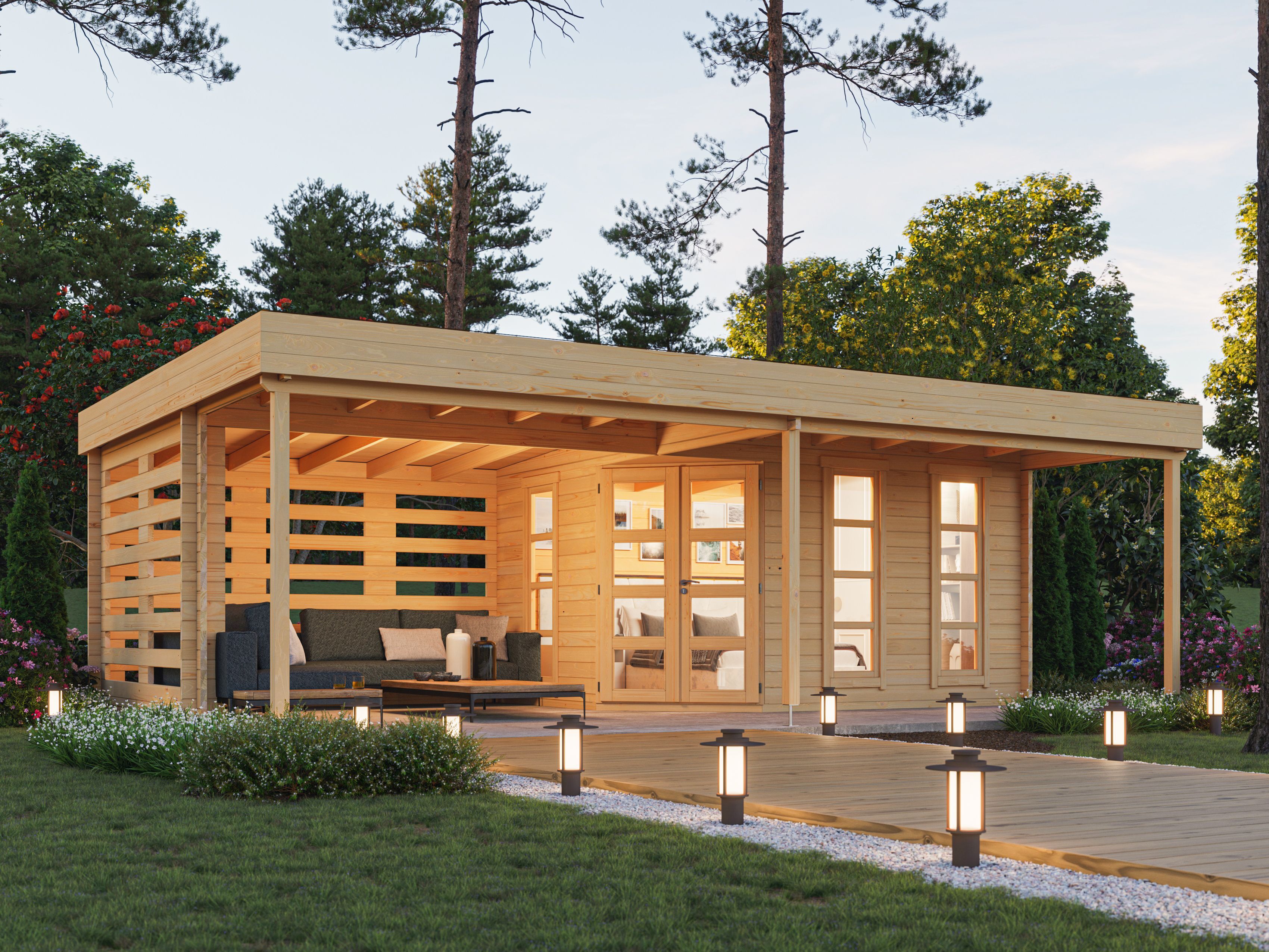 Fjordholz Flachdach Gartenhaus Modell Susan 44 6x4m | Rabatt: 26 %