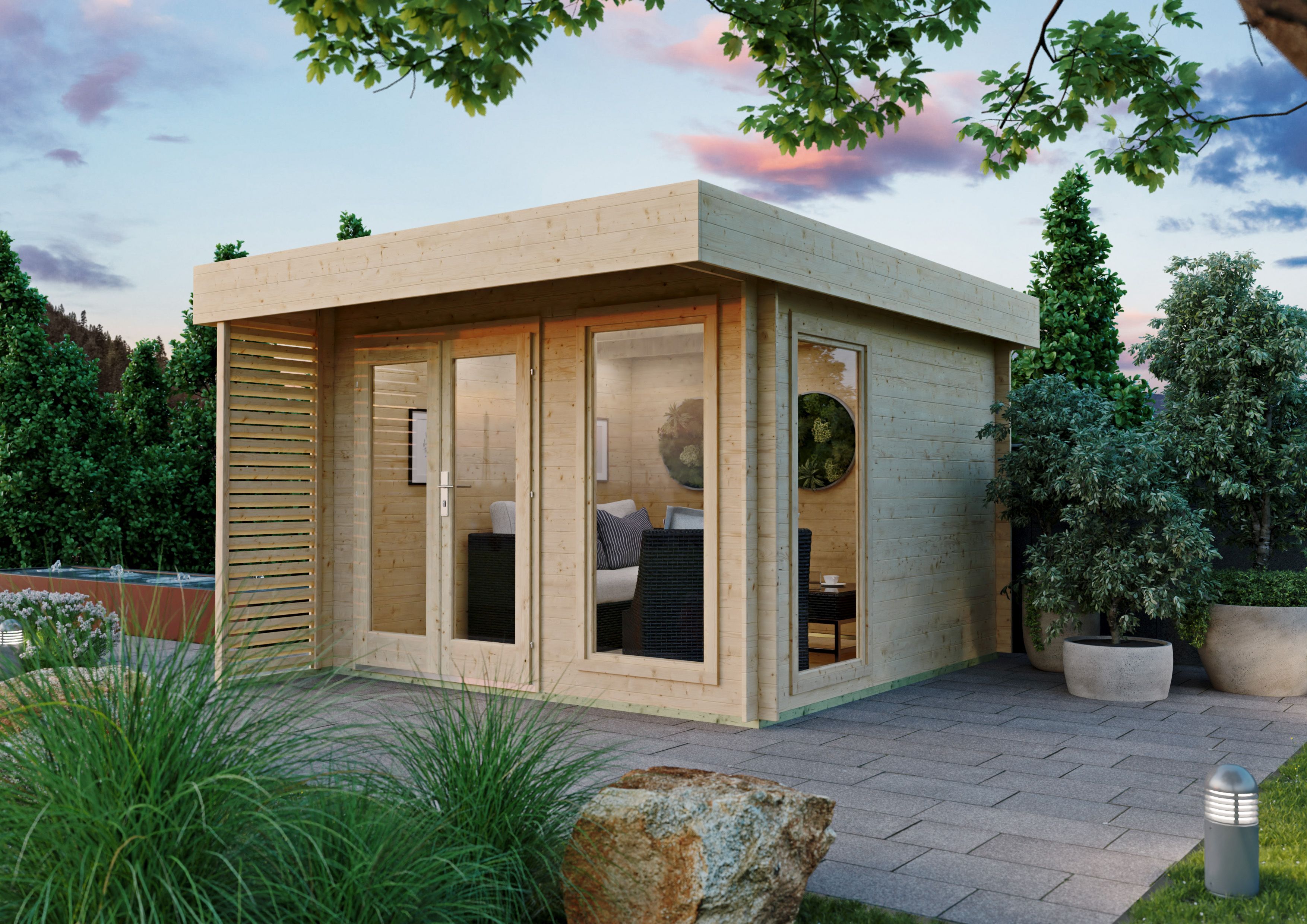Fjordholz Flachdach Gartenhaus Modell Pina 28 3x3m | Rabatt: 26 %