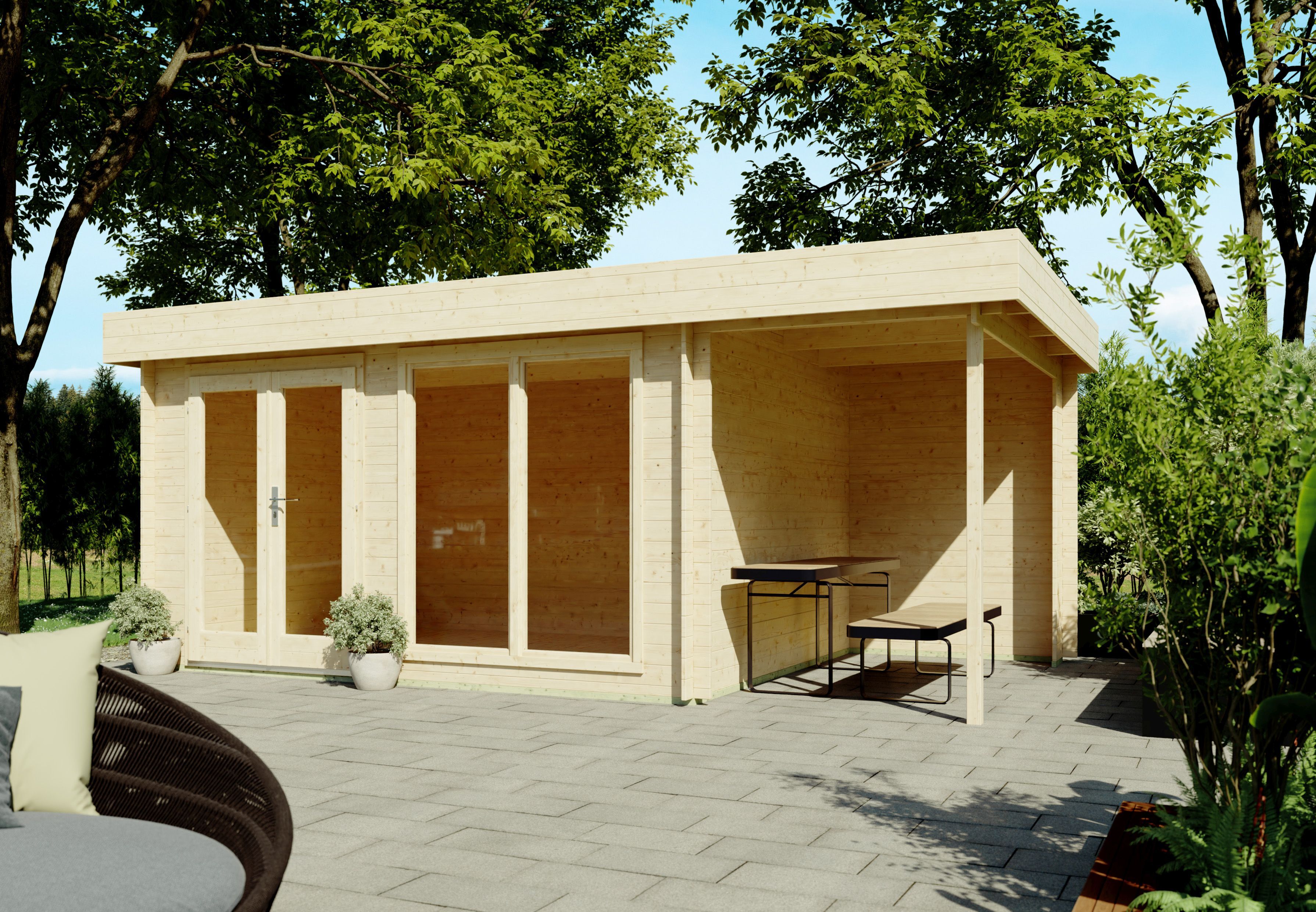 Fjordholz Flachdach Gartenhaus Modell Luke 28 6x3m | Rabatt: 26 %