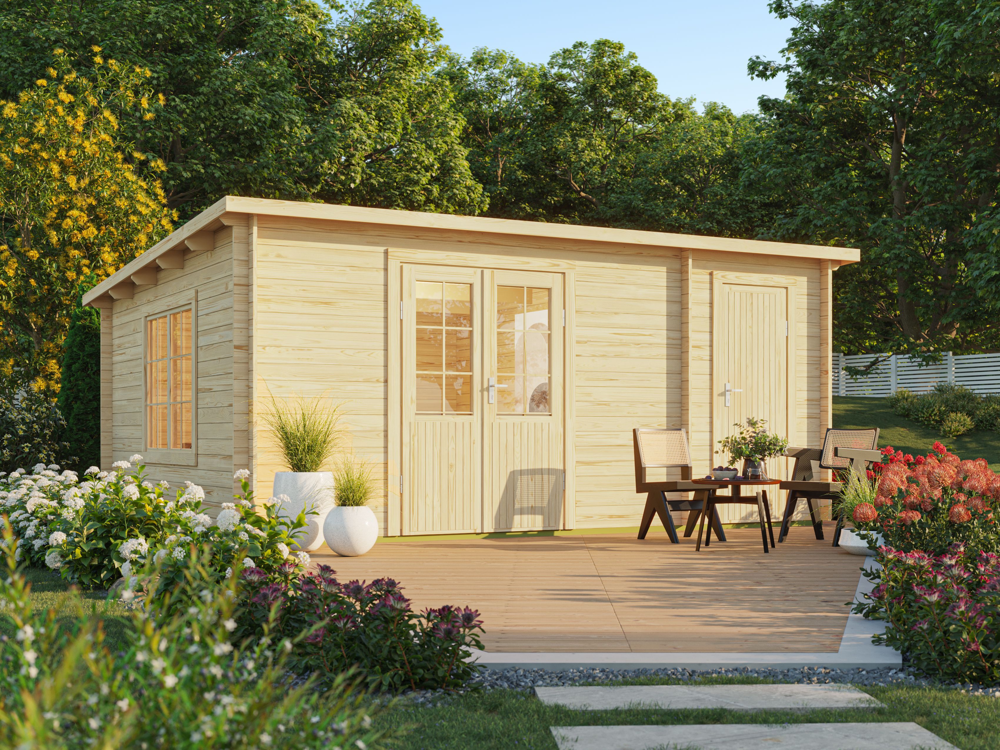 Fjordholz Pultdach Gartenhaus Modell Rex 28 B 6x4m | Rabatt: 26 %