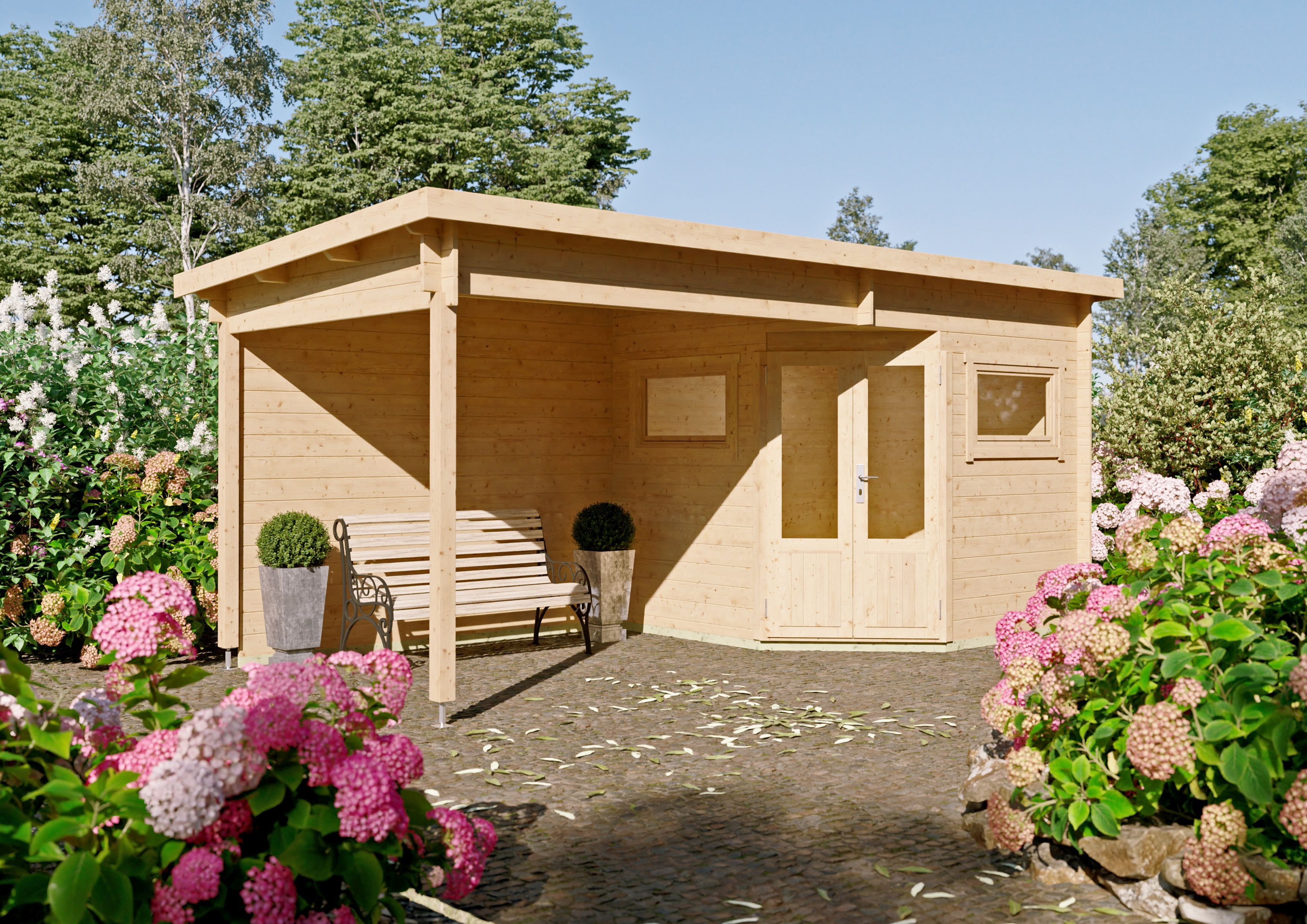 Fjordholz 5-Eck Gartenhaus Modell Leva 2C 6x3m | Rabatt: 26 %
