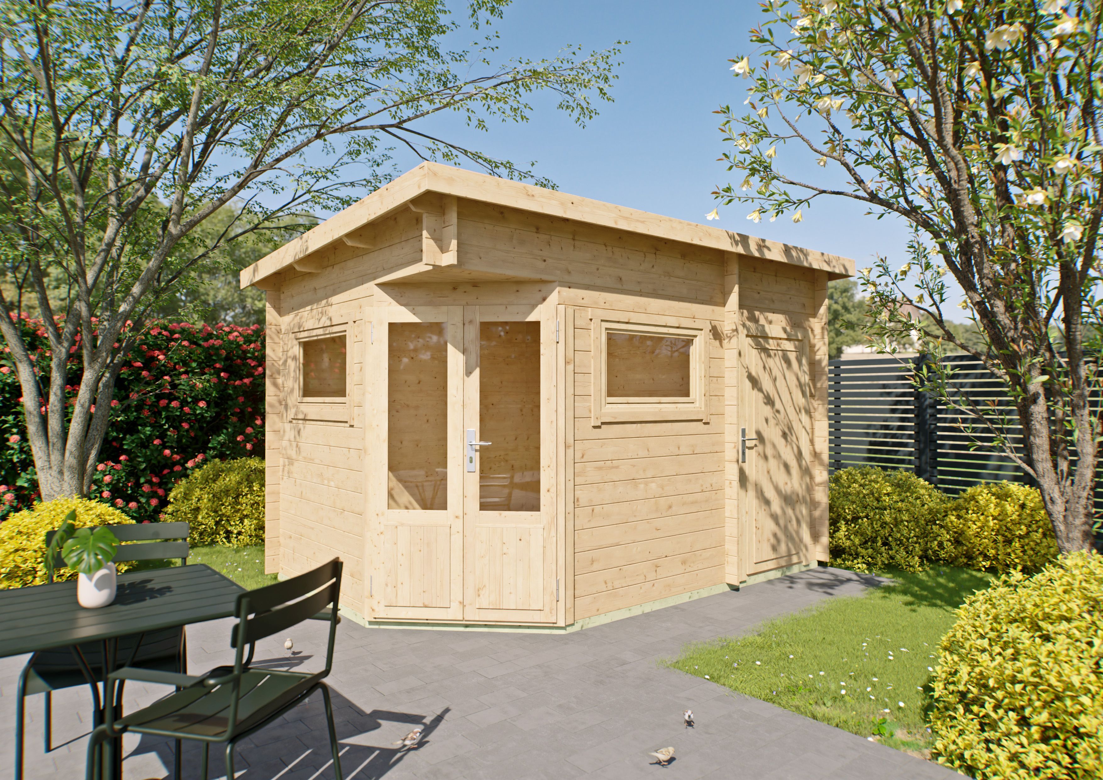 Fjordholz 5-Eck Gartenhaus Modell Leva 2D 4x3m | Rabatt: 26 %