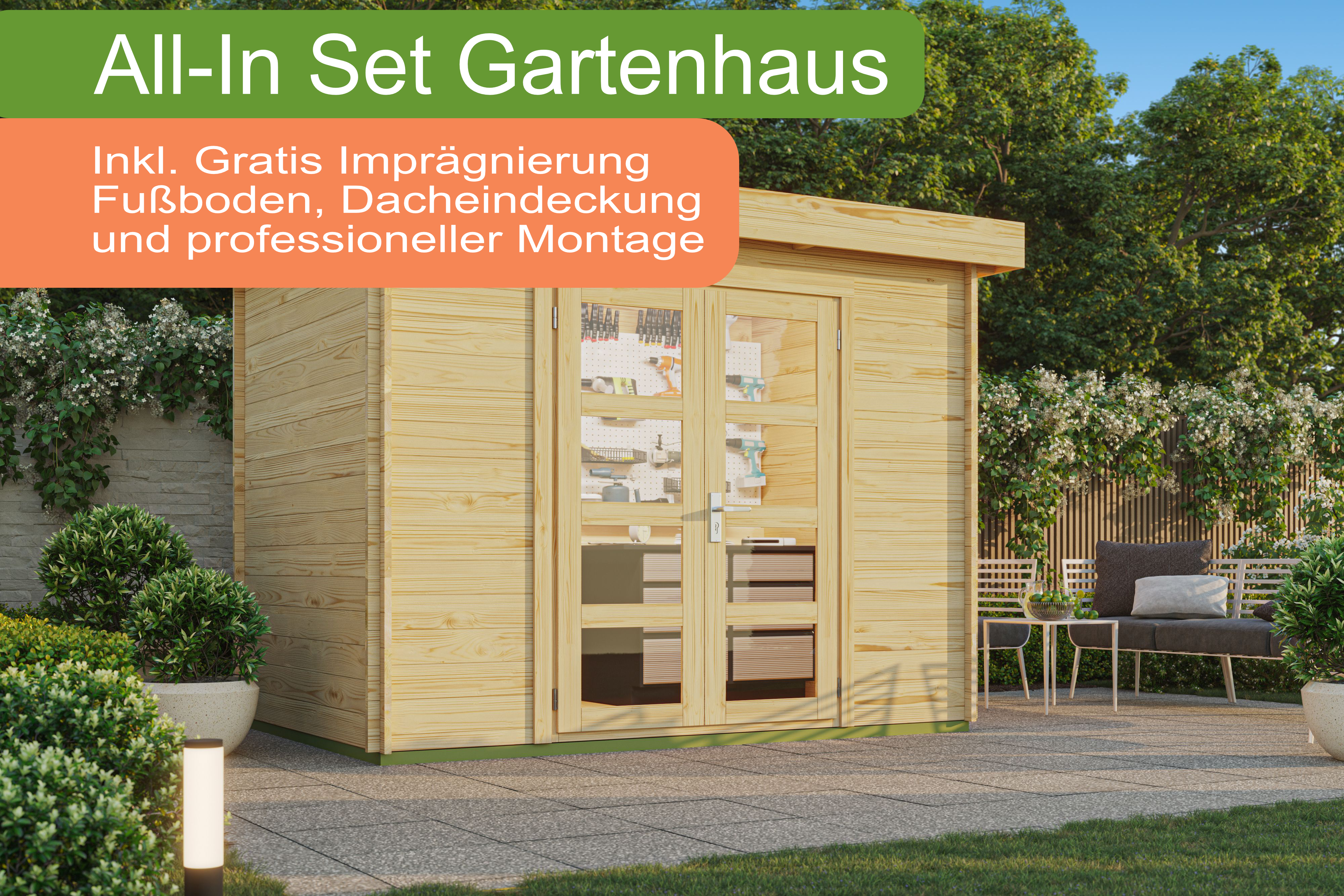 All-In Gartenhaus mit Flachdach 300 x 200 cm inklu 3x2m | Rabatt: 26 %