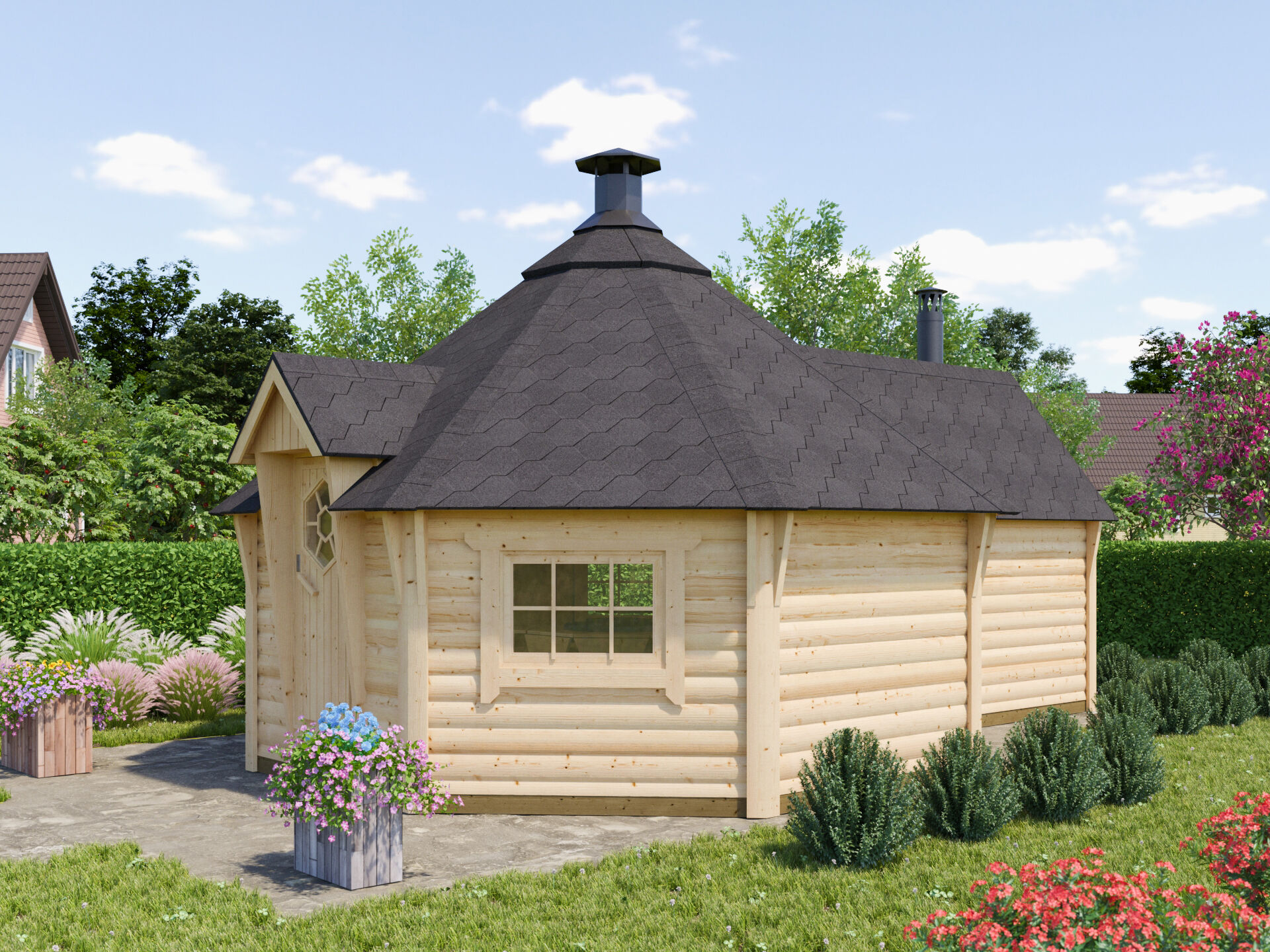 Fjordholz Grillkota mit Saunaraum Modell Finn 17+4 6x4m | Rabatt: 26 %