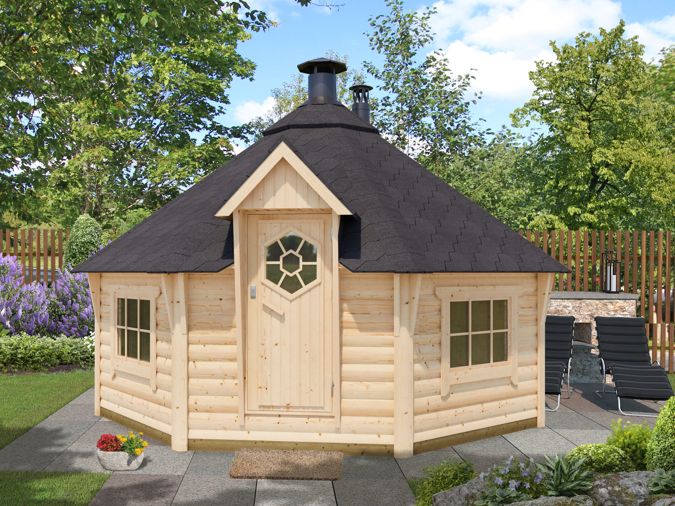 Fjordholz Grillkota mit Saunaraum Modell Smila 17m 6x3m | Rabatt: 26 %