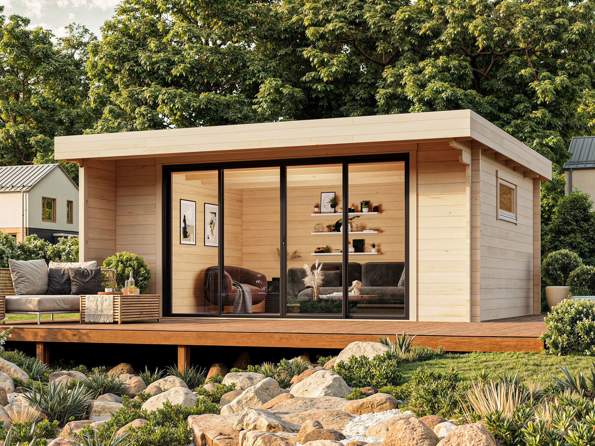 Fjordholz Gartenhaus Modell Kubi 44 IsoSlide 5x4m | Rabatt: 26 %