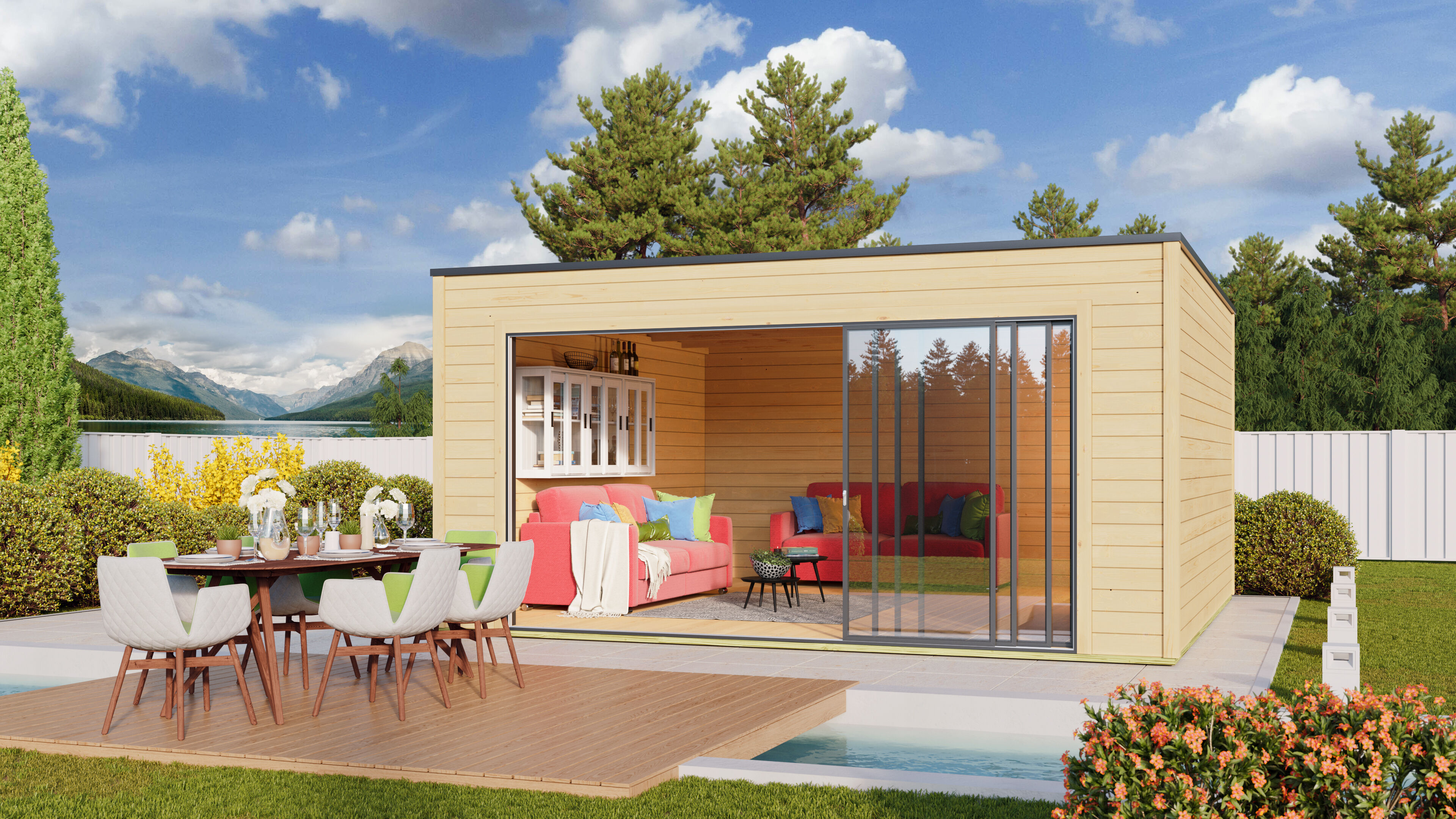Fjordholz Gartenhaus Modell Q-BIC Alu 44 E 5x5m | Rabatt: 26 %