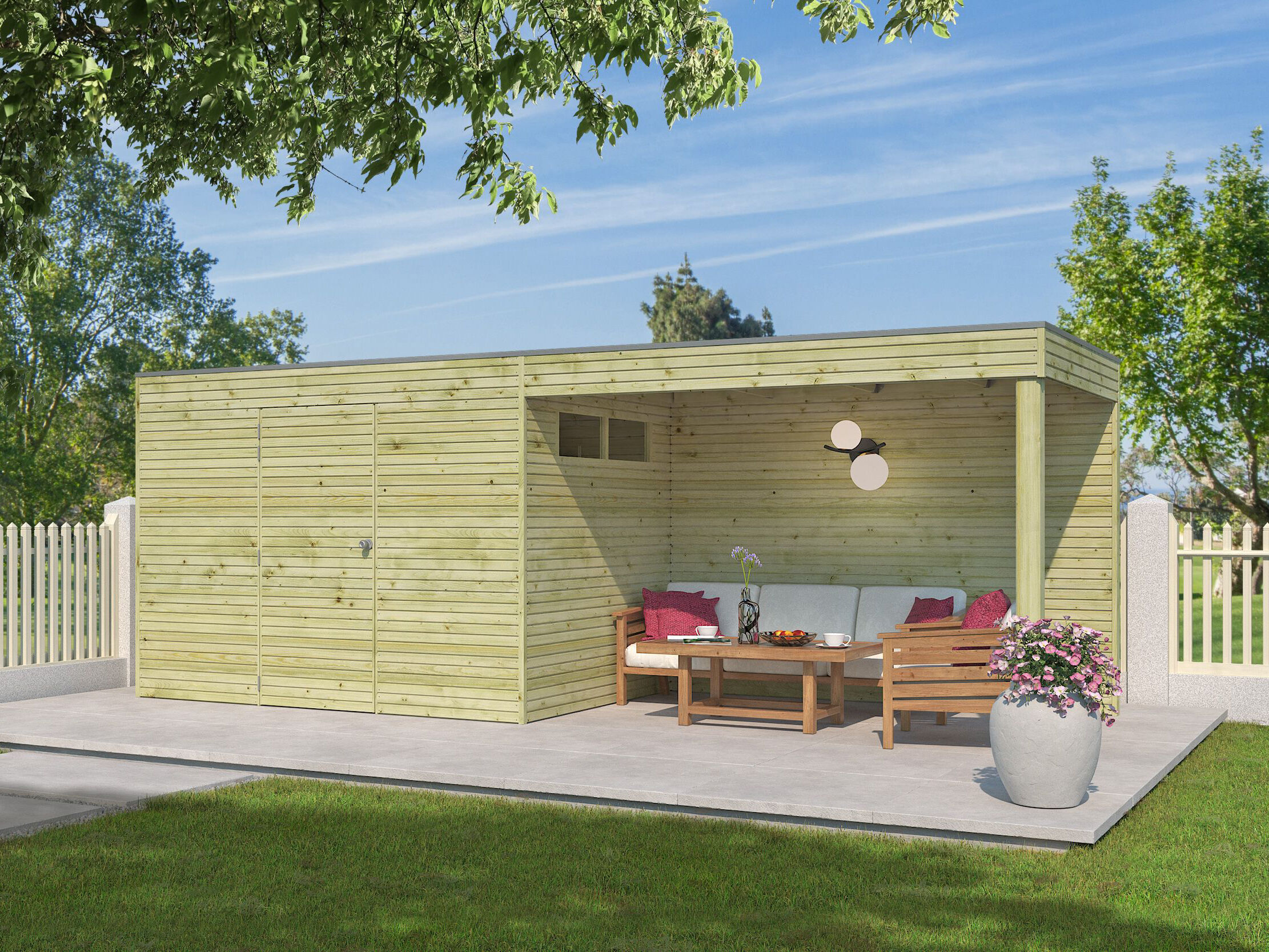Gartenhaus Modell QB-Line 6,30 m² + Anbau 6x4m | Rabatt: 26 %