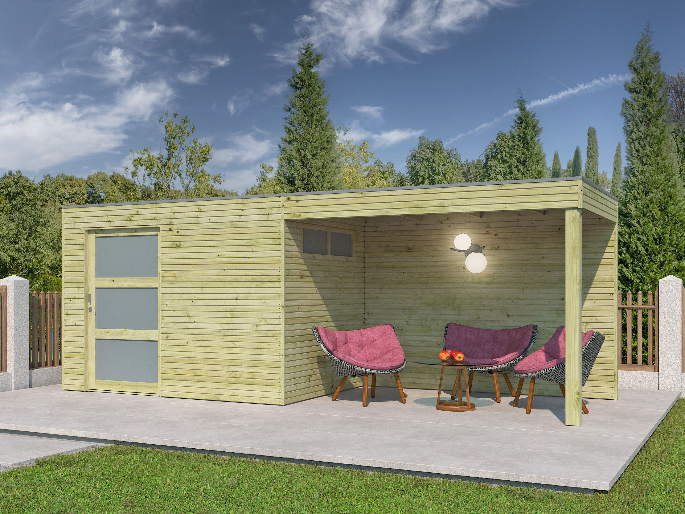Gartenhaus Modell QBS-Line 6,30 m² + 300 cm Anbau 6x3m | Rabatt: 26 %
