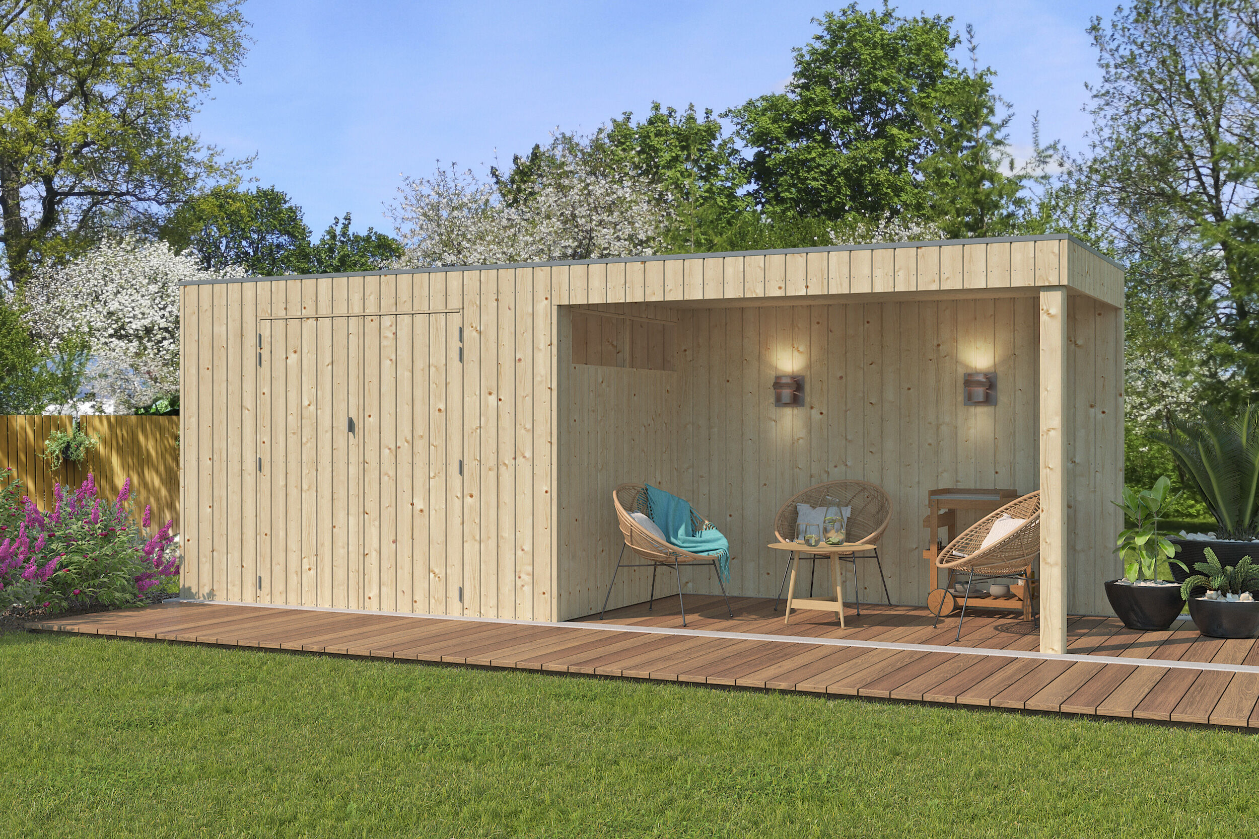 Gartenhaus Modell QBV-Line 5,90 m² + 300 cm Anbau 6x3m | Rabatt: 26 %