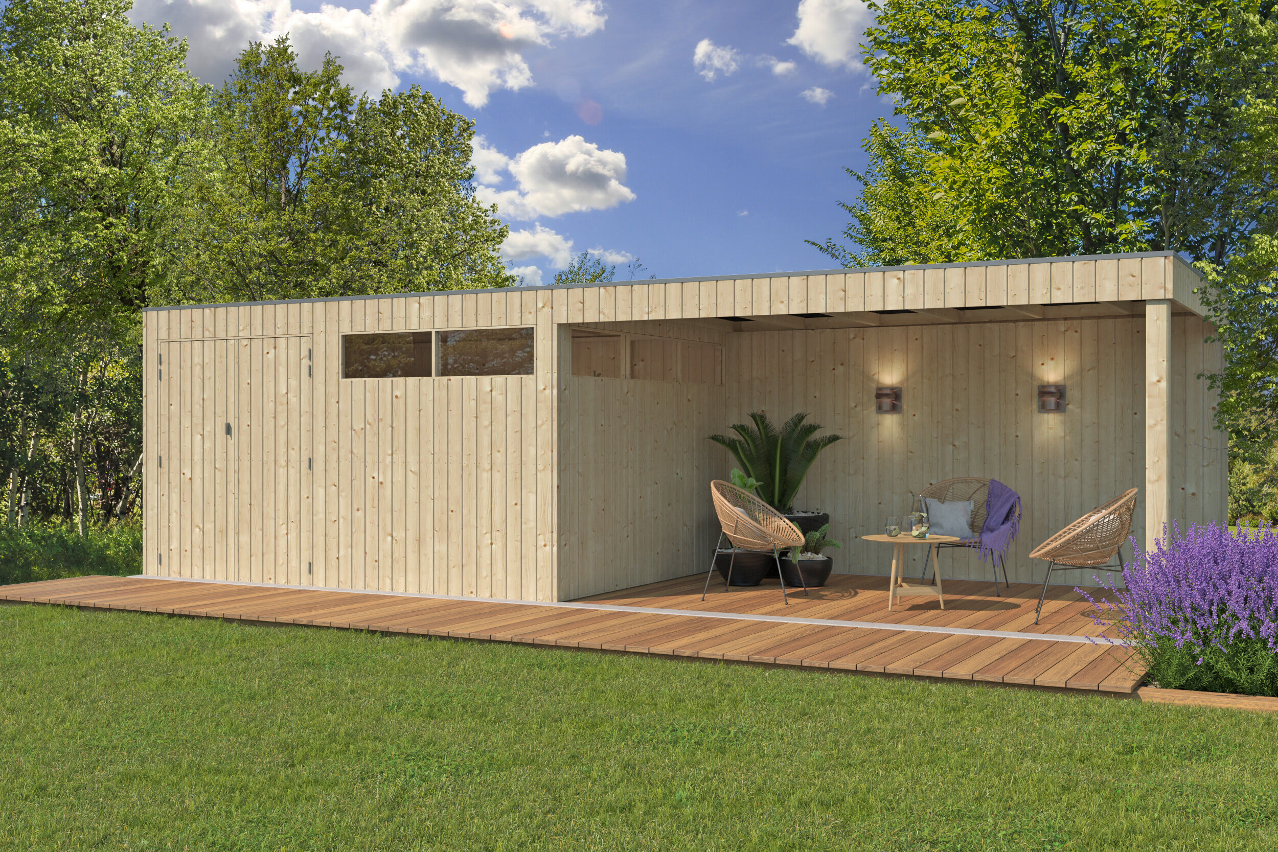 Gartenhaus Modell QBV-Line 11,89 m² + 400 cm Anbau 6x4m | Rabatt: 26 %