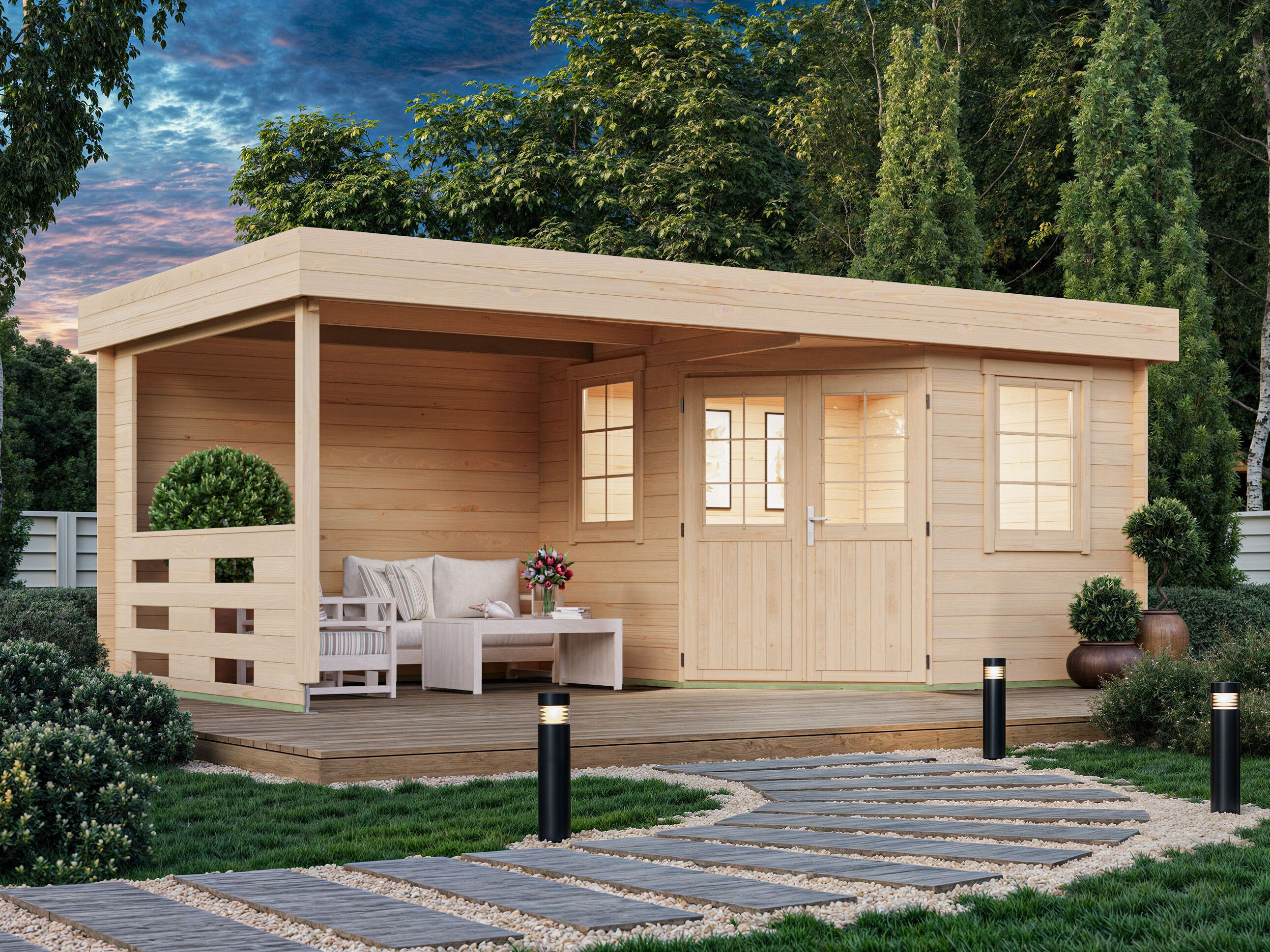 Fjordholz 5-Eck Gartenhaus Modell Hanno 28 5x3m | Rabatt: 26 %