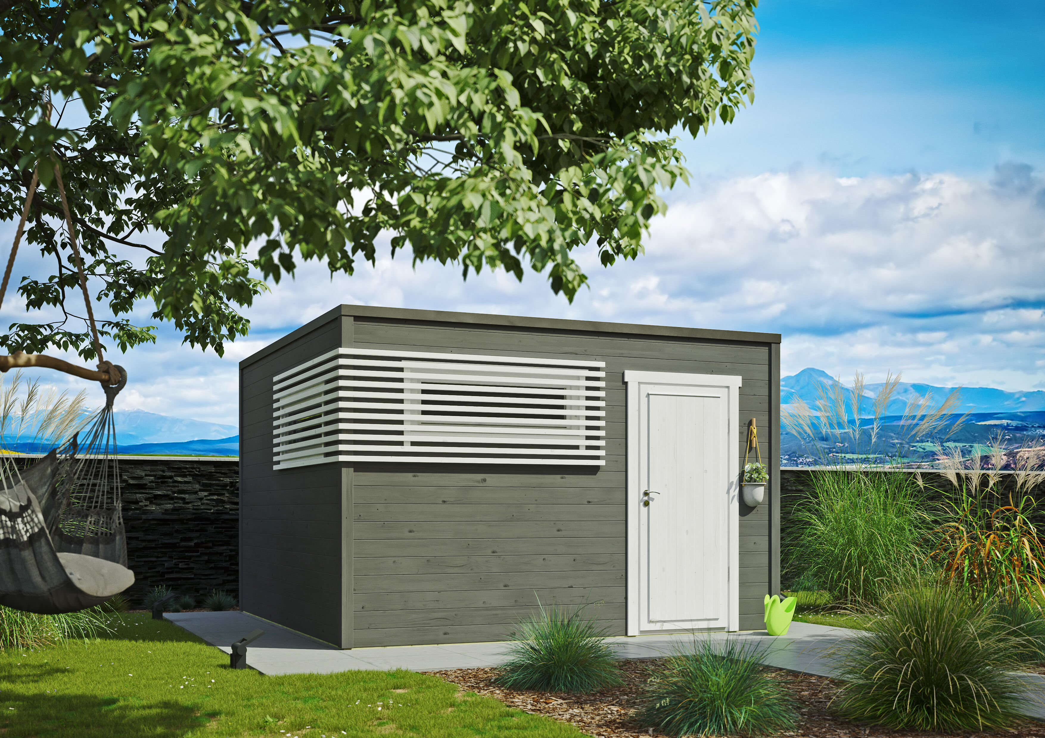 Fjordholz Gartenhaus Modell Q-BIC Modern 44 D 4x3m | Rabatt: 26 %