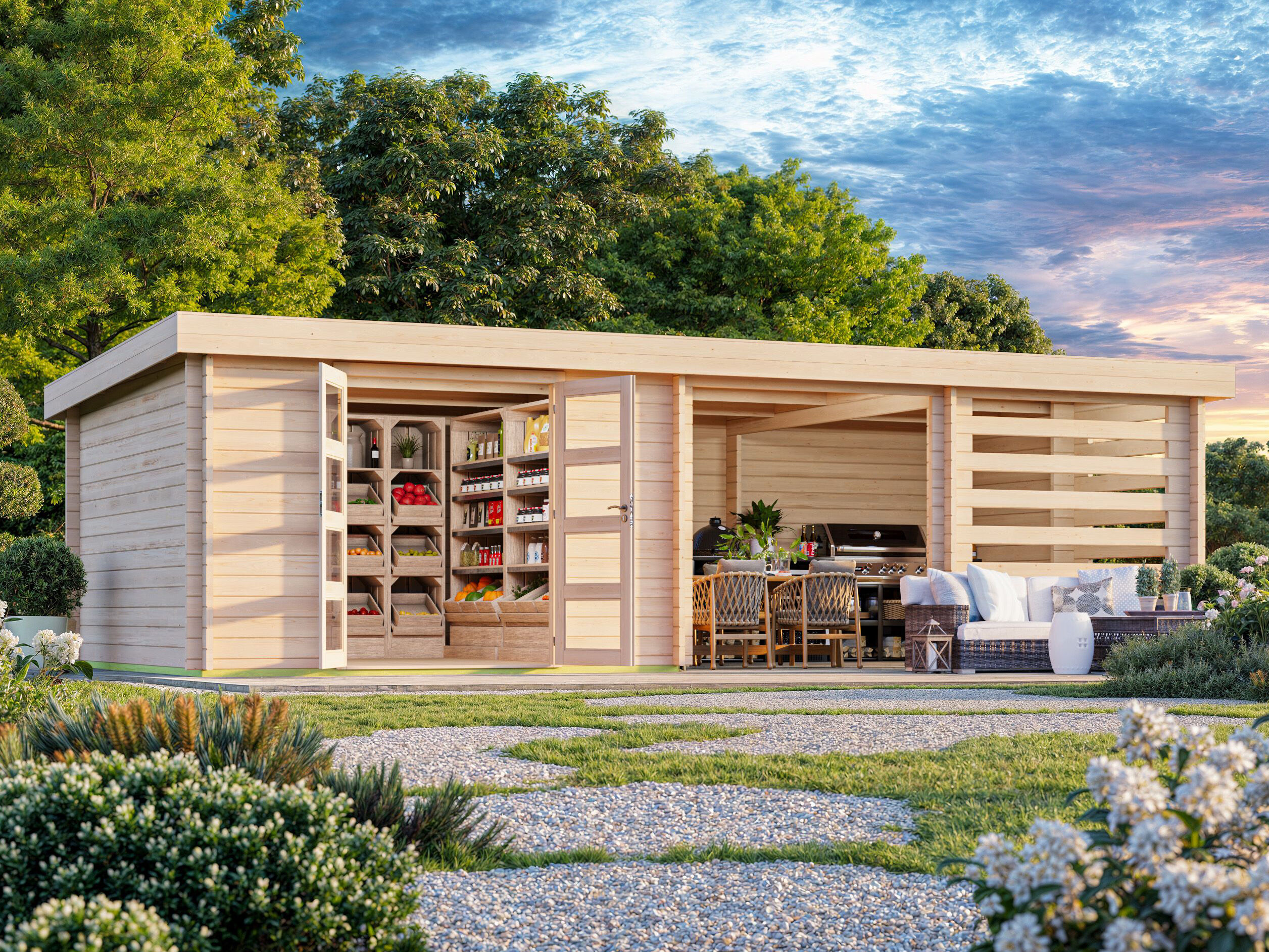 Fjordholz Flachdach Gartenhaus Modell Samim 44 6x4m | Rabatt: 26 %